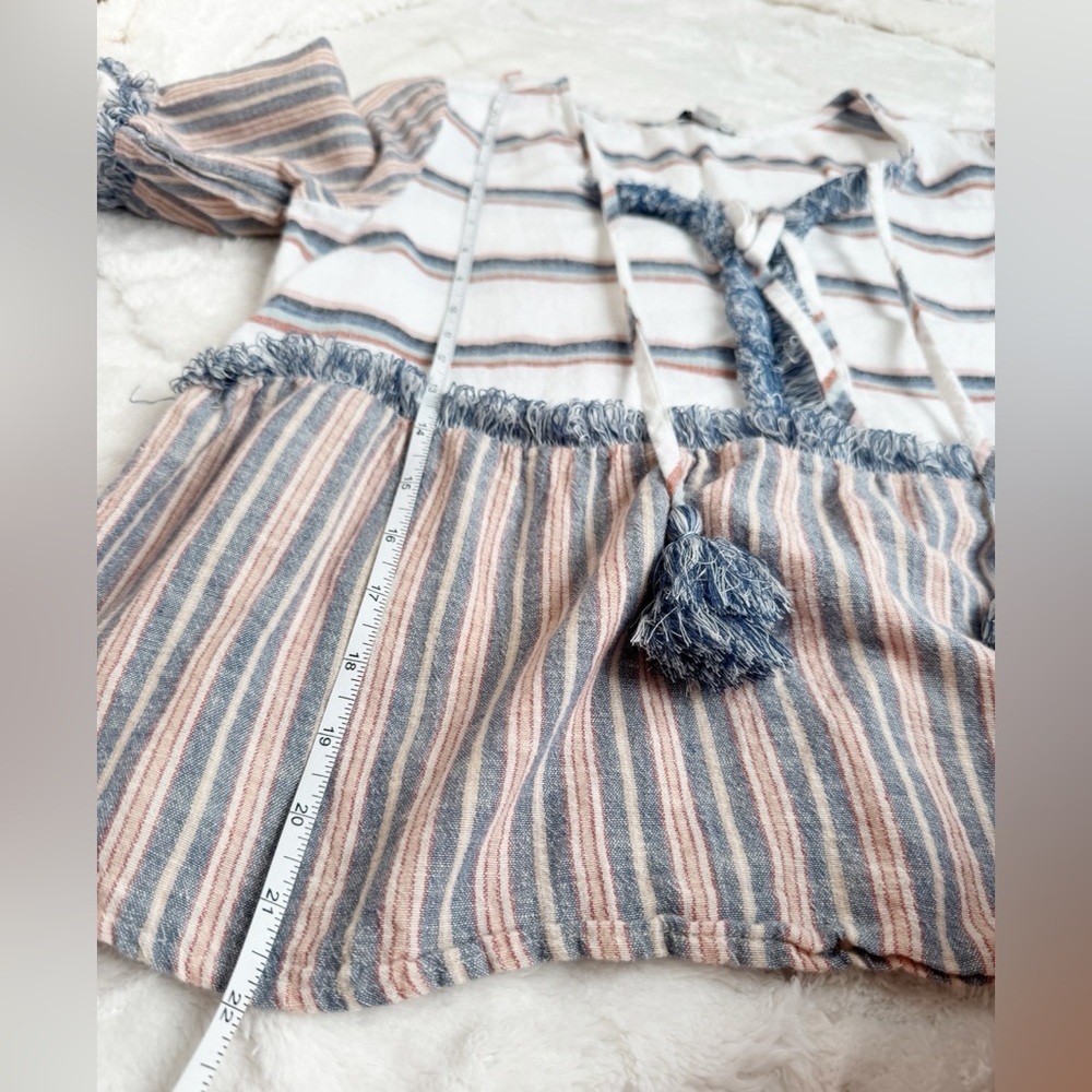 American Eagle Boho Tassel Quarter Sleeve Top Blouse Size Small White Oversized - Picture 7 of 7